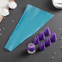 Набор кондитерский Доляна «Бирюза», 6 насадок (основание насадки 2.5 см), 29×19×3.5 см, насадки и МИКС