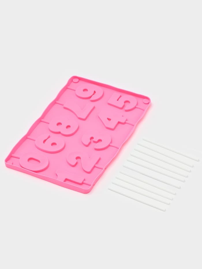 Форма для леденцов Доляна «Арифметика», силикон, 29×17 см, 10 ячеек (5×4 см), с палочками, МИКС