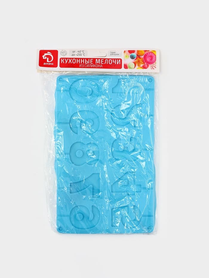 Форма для леденцов Доляна «Арифметика», силикон, 29×17 см, 10 ячеек (5×4 см), с палочками, МИКС