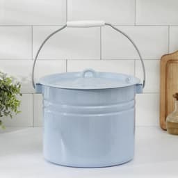 Ведро эмалированное 9 л, цельнотянутое, с крышкой, светло-голубое