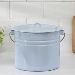 Ведро эмалированное 9 л, цельнотянутое, с крышкой, светло-голубое