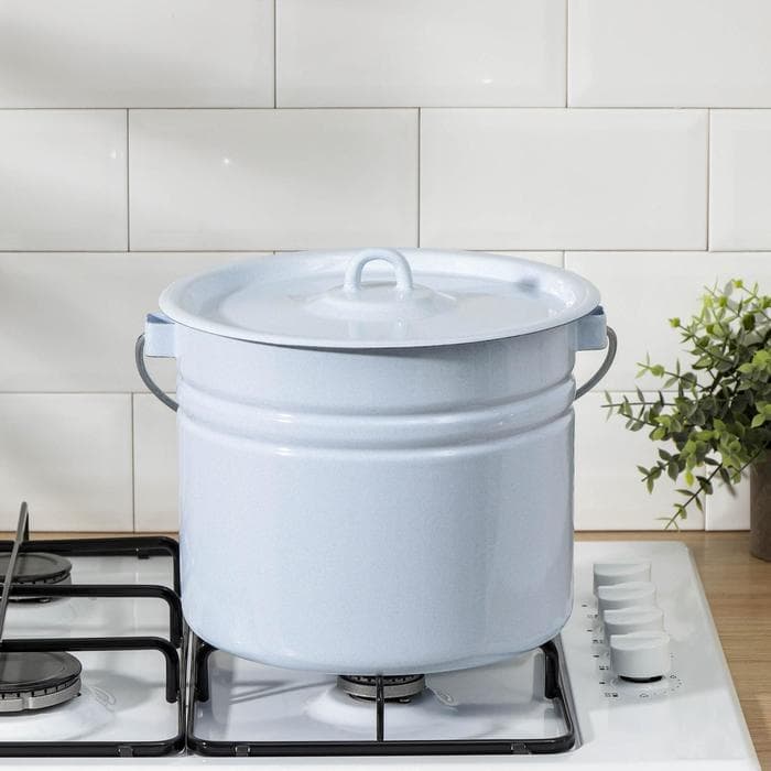 Ведро эмалированное 9 л, цельнотянутое, с крышкой, светло-голубое