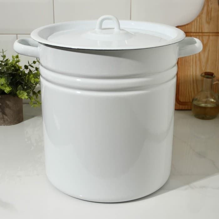 Кастрюля - бак эмалированная, 12 л, d=26 см, цилиндрическая, белая