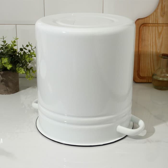 Кастрюля - бак эмалированная, 12 л, d=26 см, цилиндрическая, белая