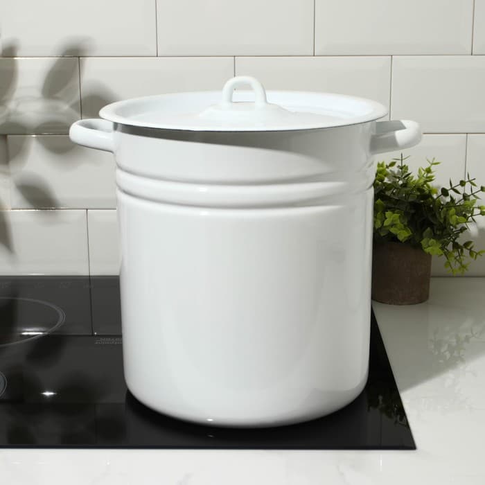 Кастрюля - бак эмалированная, 12 л, d=26 см, цилиндрическая, белая