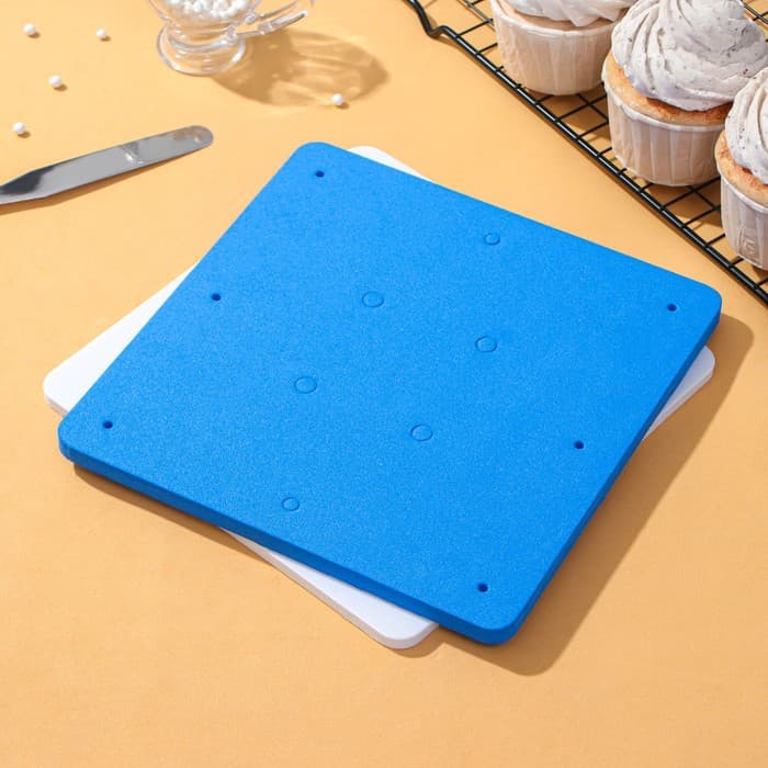 Набор матов для моделирования и сушки цветов из мастики Доляна, 20×20×3.5 см, 2 шт., белый, синий