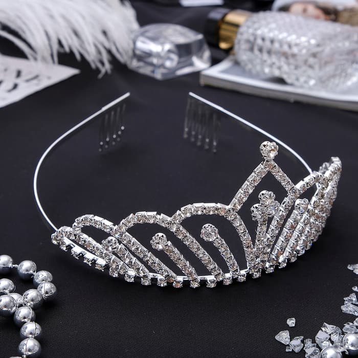 Диадема для волос «Изящество», капелька, 6 см, серебро