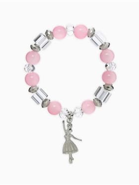 Браслет ассорти «Бусинка» балерина, розовый в серебре, №8