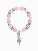 Браслет ассорти «Бусинка» балерина, розовый в серебре, №8