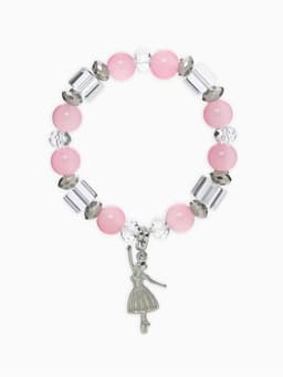 Браслет ассорти «Бусинка» балерина, розовый в серебре, №8