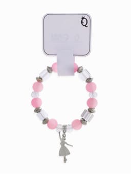 Браслет ассорти «Бусинка» балерина, розовый в серебре, №8