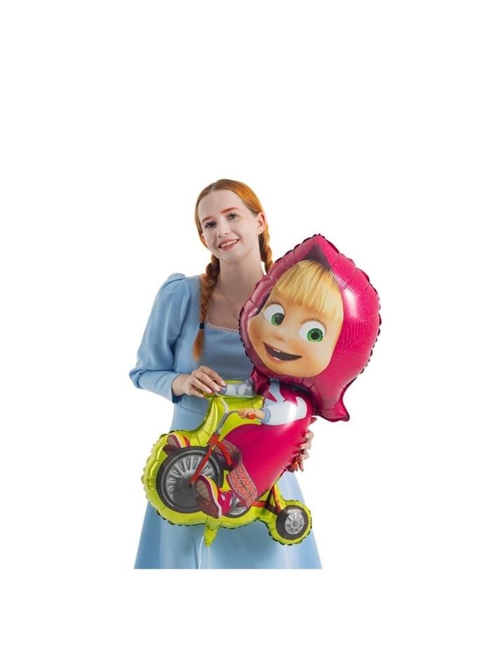 Воздушный шар фольгированный 39" «Маша на велосипеде»