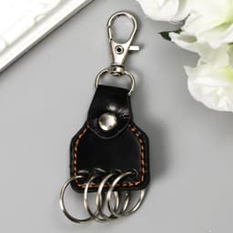 Кожаный брелок для ключей на карабине, (кожзам), 9.5×4×0.5 см, МИКС