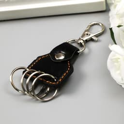 Кожаный брелок для ключей на карабине, (кожзам), 9.5×4×0.5 см, МИКС