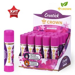 Клей-карандаш, Crown Magic PVP, с цветным индикатором, 8 г