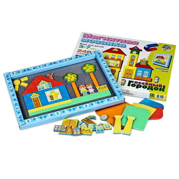 Магнитная мозаика Десятое Королевство «Веселый городок», 249 элементов