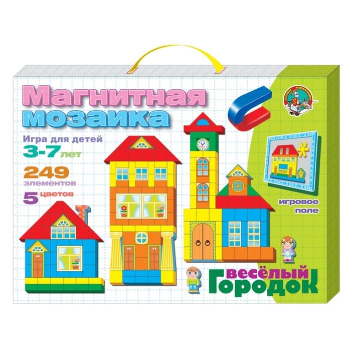 Магнитная мозаика Десятое Королевство «Веселый городок», 249 элементов