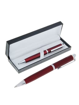 Ручка подарочная Calligrata «Эспрессо», шариковая, поворотная, в футляре кожзам, корпус бордовый с серебристым