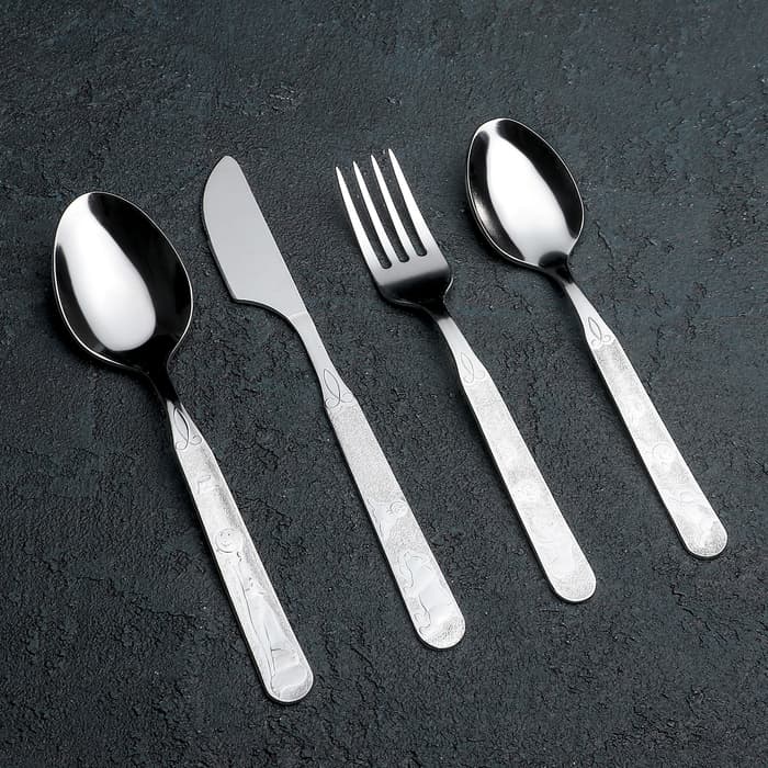 Набор столовых приборов «Топтыжка», 4 предмета, толщина 1.5 мм