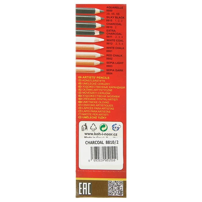 Уголь для рисования в карандаше 4.2 мм Koh-I-Noor GIOCONDA 8810/2, Charcoal 4.2, средний (искусственный)