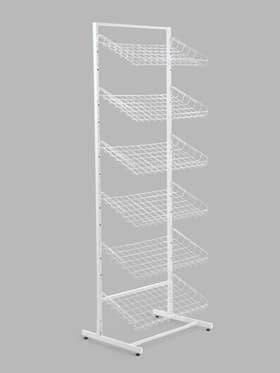 Стойка прикассовая, 65×34×186 см, 6 корзин, белая