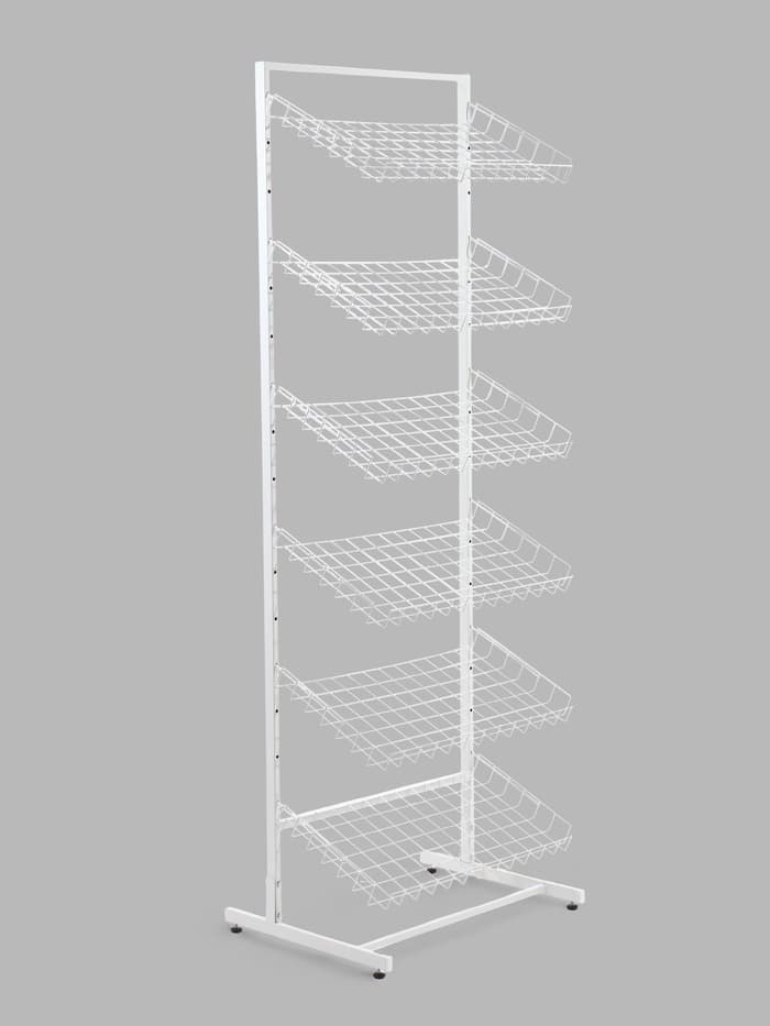 Стойка прикассовая, 65×34×186 см, 6 корзин, белая