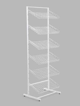 Стойка прикассовая, 65×34×186 см, 6 корзин, белая