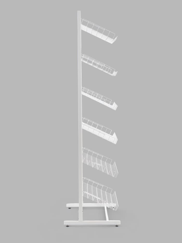 Стойка прикассовая, 65×34×186 см, 6 корзин, белая