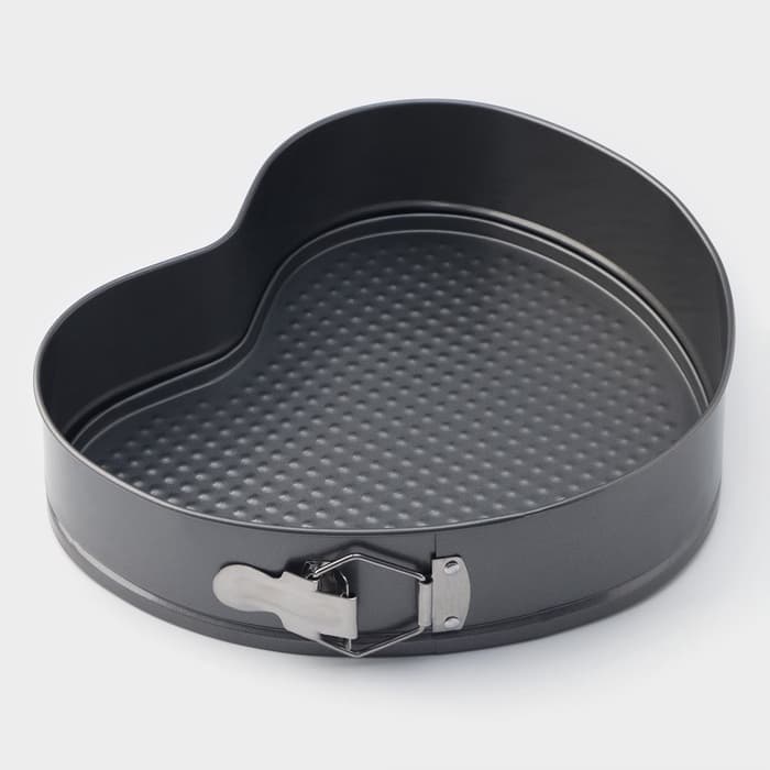 Форма для выпечки Доляна «Элин. Сердце», 28.5×25.5×6.6 см, разъёмная, антипригарное покрытие, серая