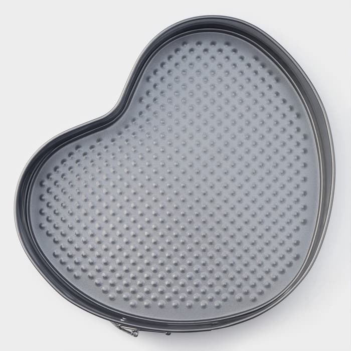 Форма для выпечки Доляна «Элин. Сердце», 28.5×25.5×6.6 см, разъёмная, антипригарное покрытие, серая