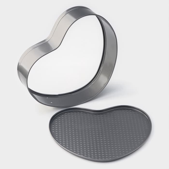 Форма для выпечки Доляна «Элин. Сердце», 28.5×25.5×6.6 см, разъёмная, антипригарное покрытие, серая