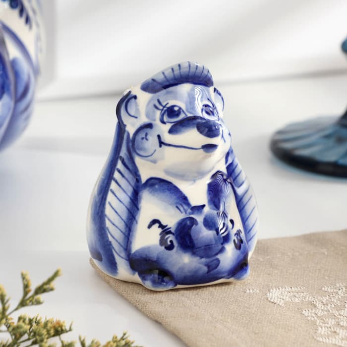 Подставка для зубочисток «Ёж», фарфор гжель