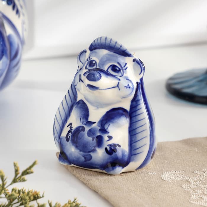 Подставка для зубочисток «Ёж», фарфор гжель