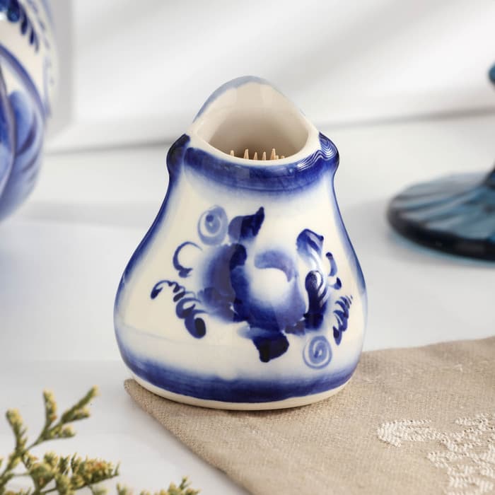 Подставка для зубочисток «Ёж», фарфор гжель