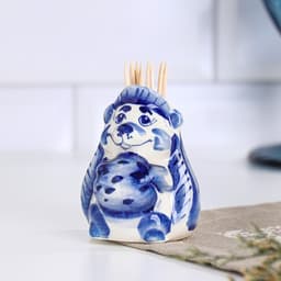 Подставка для зубочисток «Ёж», фарфор гжель