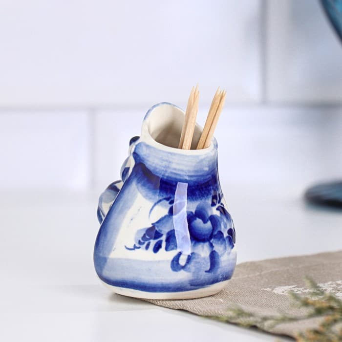 Подставка для зубочисток «Ёж», фарфор гжель