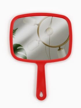 Зеркало с ручкой, 16.5×23.5 см, (12×15 см), МИКС