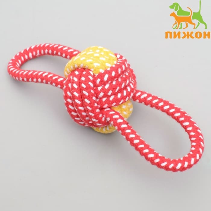 Игрушка канатная «Мяч с ручками», до 35 г, мяч 6 см, цвет МИКС