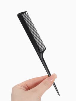 Расчёска антистатическая, 21×2.8(±1) см, с хвостиком, карбон, чёрная