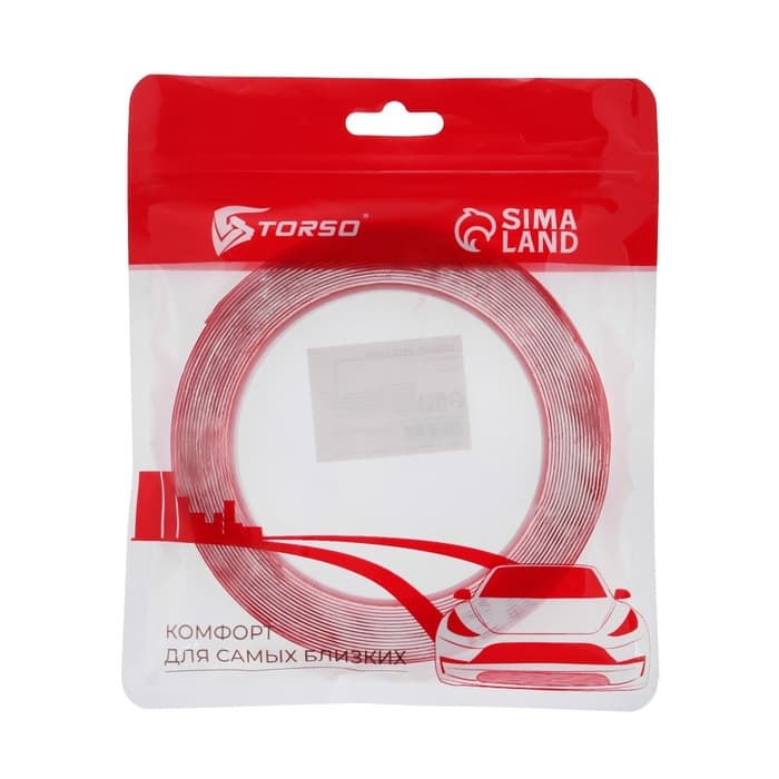 Клейкая лента TORSO, прозрачная, двусторонняя, акриловая, 8 мм × 5 м