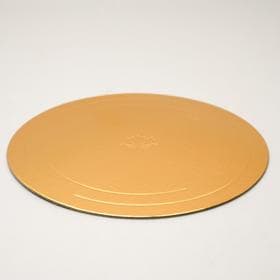 Подложка для торта усиленная, 28 см, золото - белый, 3.2 мм