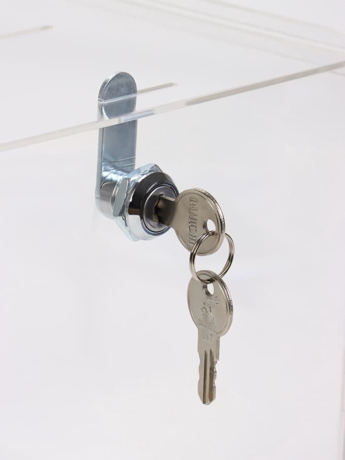 Ящик для сбора денег с врезным замком, отверстие 100×4 мм, оргстекло 2 мм, 20×20×20 см