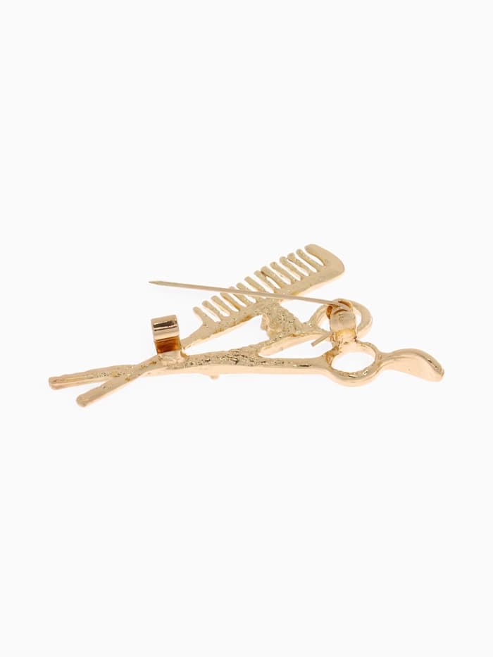 Брошь «Парикмахер», белая в золоте