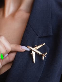 Брошь «Самолёт», цвет золото