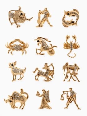 Брошь «Знаки зодиака», ассорти, гороскоп, белая в золоте