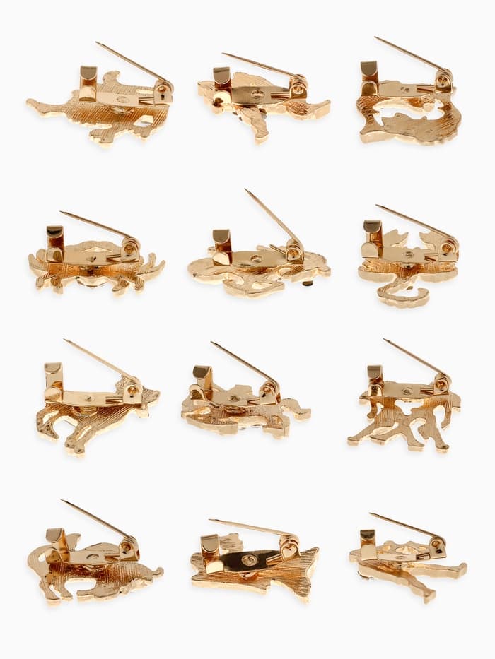 Брошь «Знаки зодиака», ассорти, гороскоп, белая в золоте