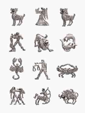 Брошь «Знаки зодиака», ассорти, гороскоп, белая в серебре