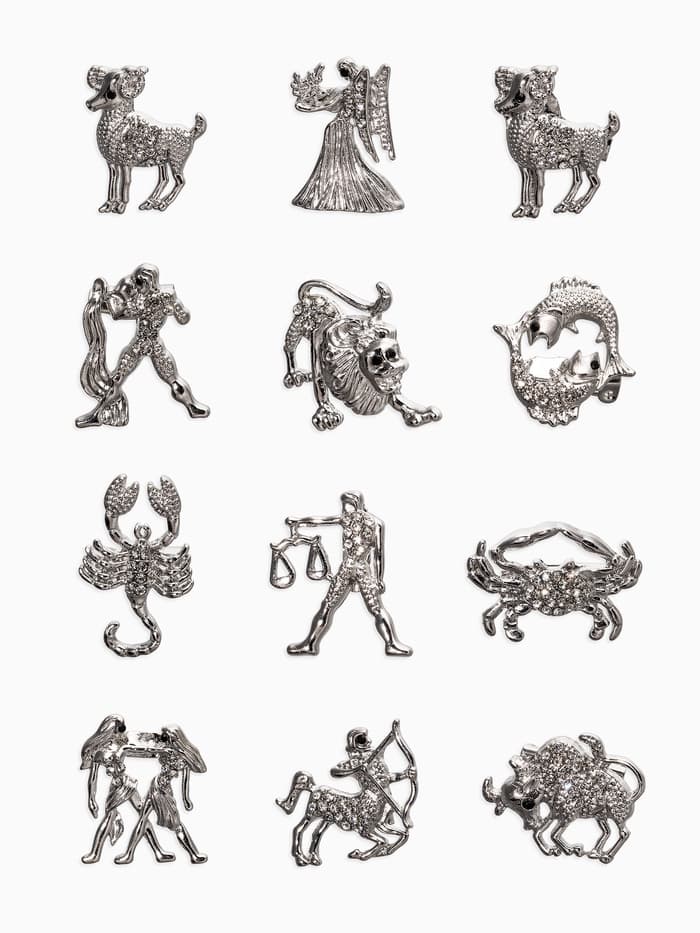 Брошь «Знаки зодиака», ассорти, гороскоп, белая в серебре