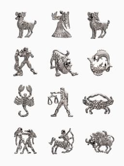 Брошь «Знаки зодиака», ассорти, гороскоп, белая в серебре