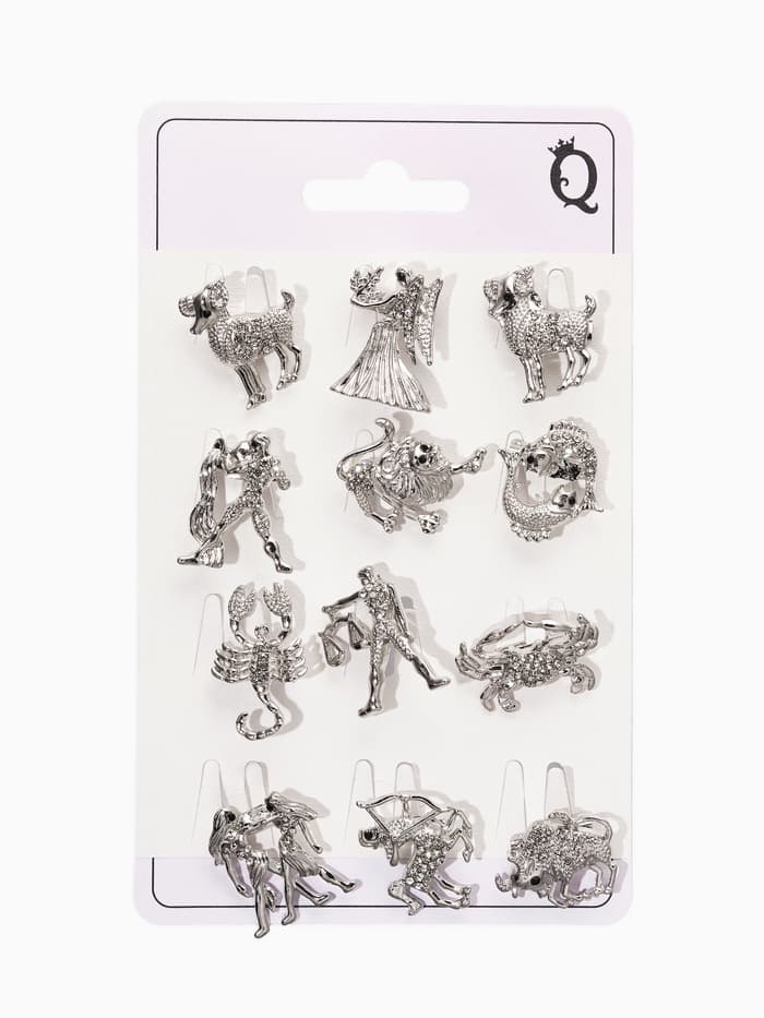 Брошь «Знаки зодиака», ассорти, гороскоп, белая в серебре